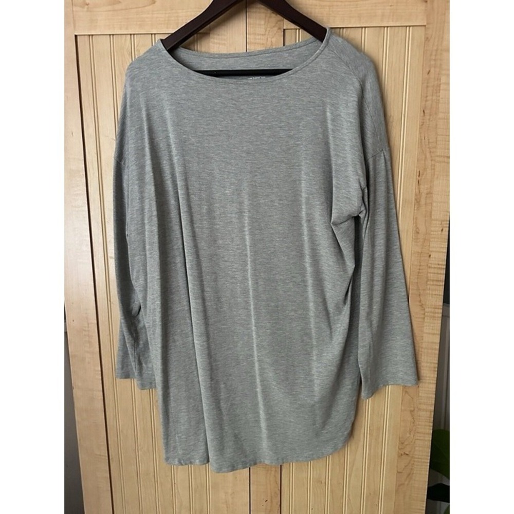 J Jill Luxe Supima Cotton Tunic Gray Ultra Soft Long Sleeve Shirt Women's Large